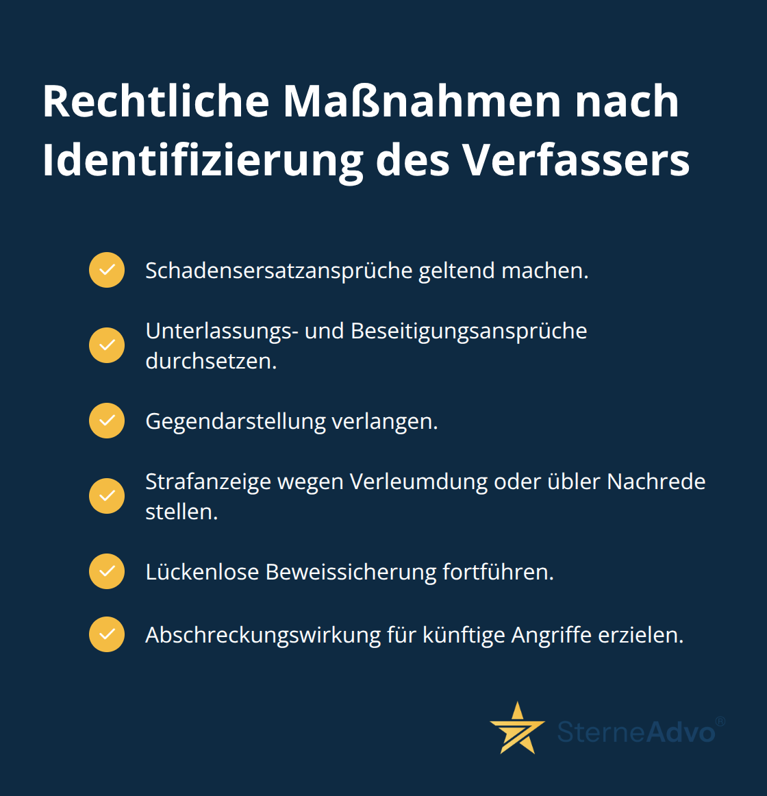 Checkliste mit rechtlichen Schritten nach erfolgreicher Identifizierung eines Kununu-Verfassers - kununu bewertung löschen lassen