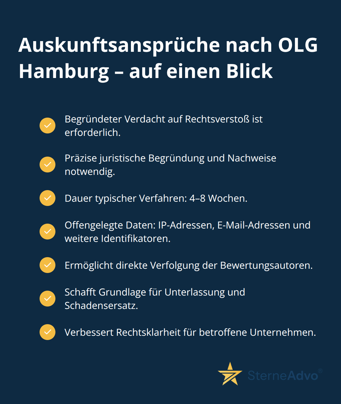 Checkliste: Voraussetzungen, Dauer und Ergebnisse von Auskunftsverfahren - schlechte kununu bewertung löschen lassen anwalt